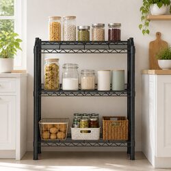 3-Tier Steel Storage Rack with Adjustable Shelves