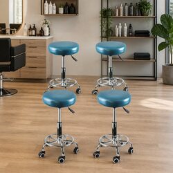4x Swivel Bar Stools with Height Adjustment and Wheels