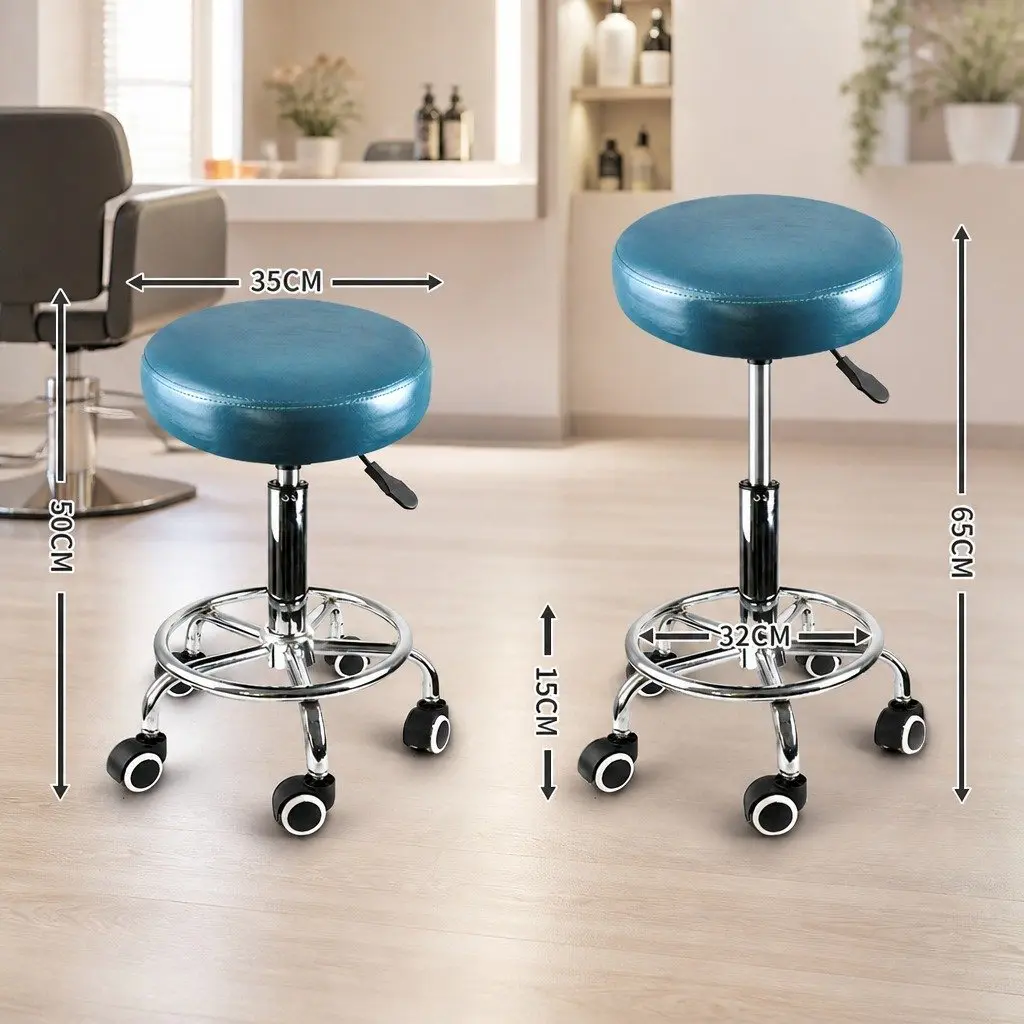 Swivel Bar Stools Height Adjustable 51-69cm Teal Seat Silver Frame 4 Piece