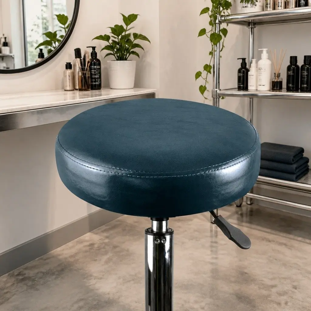 Swivel Bar Stools Height Adjustable 51-69cm Teal Seat Silver Frame 4 Piece
