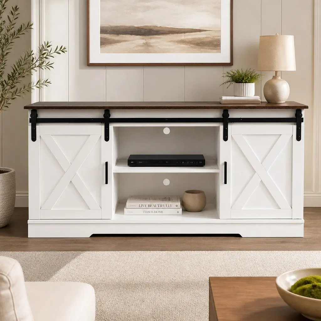 TV Cabinet with Sliding Barn Doors