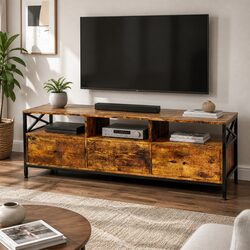 TV Stand Cabinet with Drawers and Open Shelves, 147cm