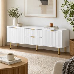 160cm TV Unit Cabinet with Enclosed Storage Solutions