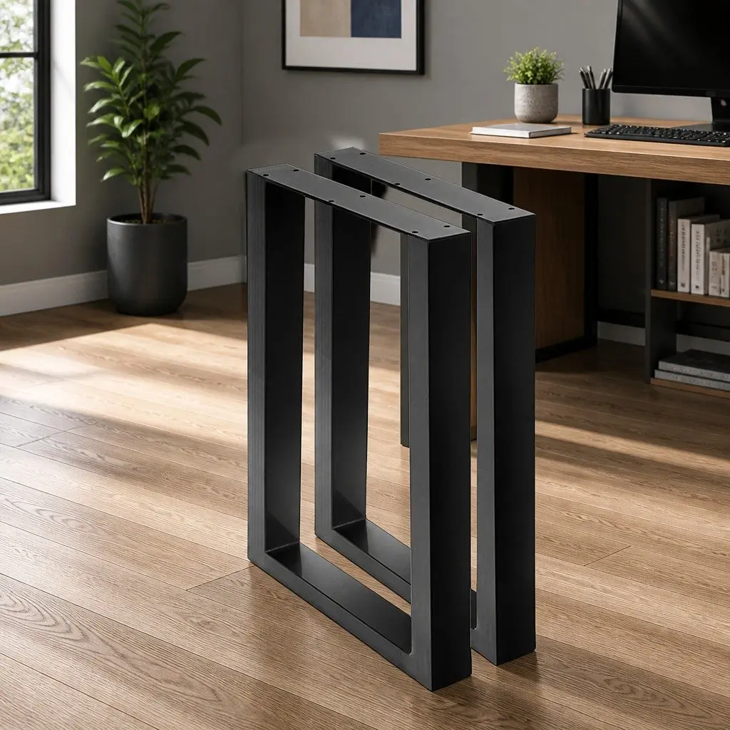 Metal Table Legs Industrial Box Frame 71cm Height 65cm Length Black