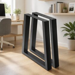 Industrial Black Metal Table Legs Trapezoid 71cm Height Set of 2