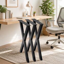 Durable Metal Table Legs Set of 2, 71cm Height, Black