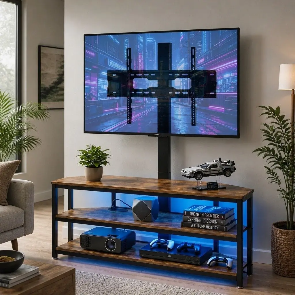 Corner TV Stand with Swivel Mount for 32-70 inch TVs Black