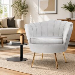 Shell Back Design Velvet Grey Accent Armchair Specifications