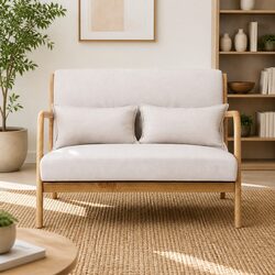 Scandinavian Style Beige Armchair with Sturdy Construction