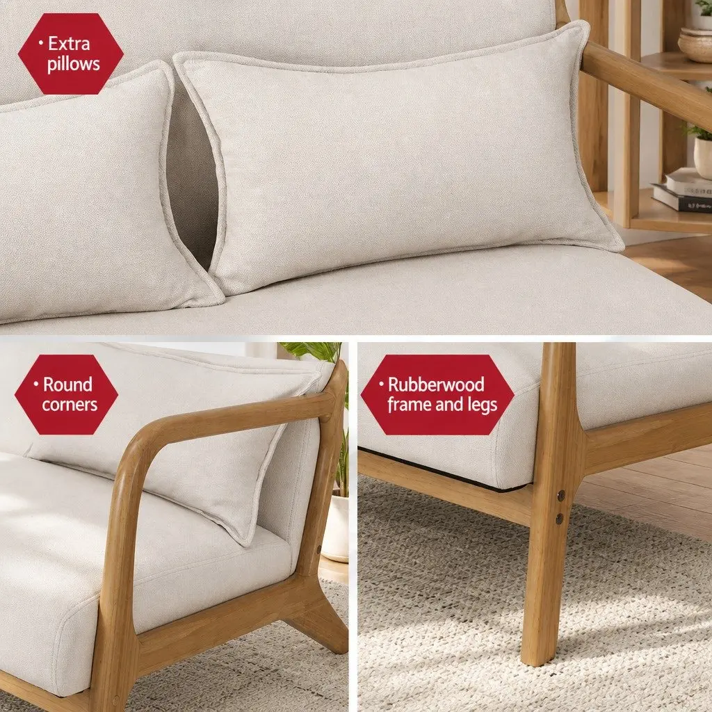 Armchair Lounge Chair Accent Seating Beige Upholstered Modern Scandinavian Style