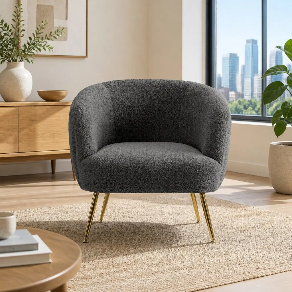 Accent Chair in Charcoal Sherpa Boucle