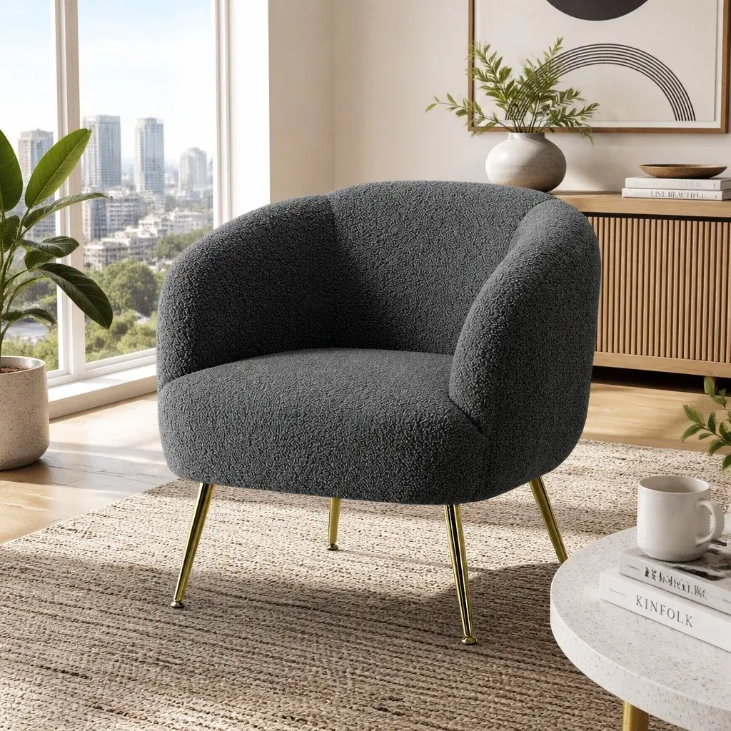 Accent Chair in Charcoal Sherpa Boucle