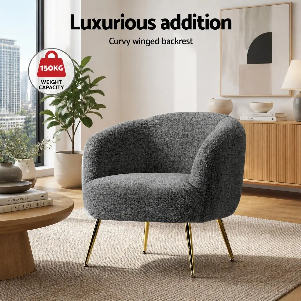 Accent Chair in Charcoal Sherpa Boucle