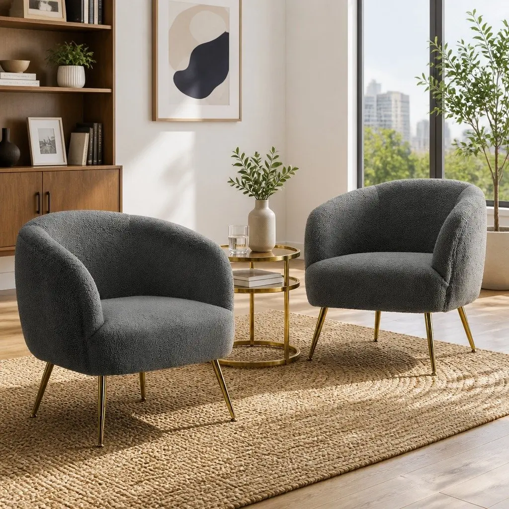 Accent Chair in Charcoal Sherpa Boucle