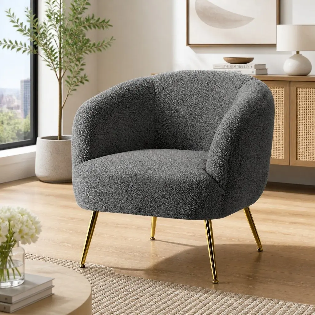 Accent Chair in Charcoal Sherpa Boucle