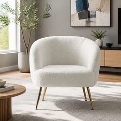 White Sherpa Armchair with Steel Legs