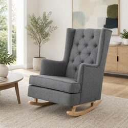 Grey Rocking Chair with Convertible Functionality