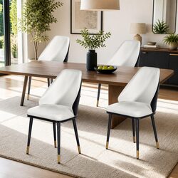 Dining Chairs Set of 4 with PU Leather and Steel Frame