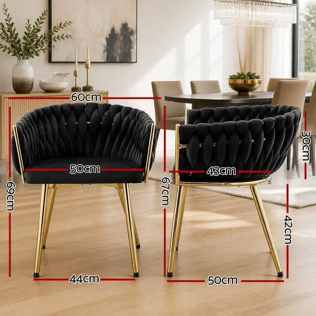 Dining Chairs Set of 4 Velvet Armchair Black Kitchen Lounge Furniture