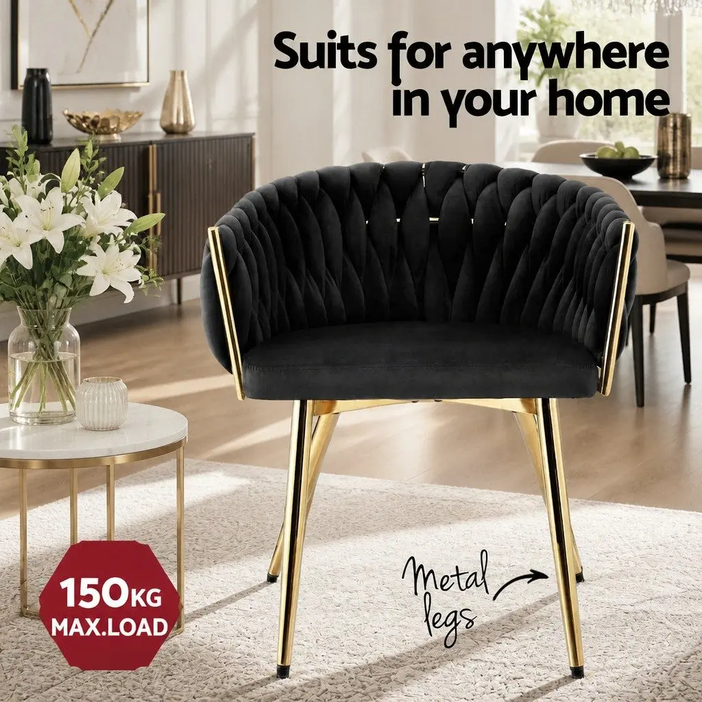 Dining Chairs Set of 4 Velvet Armchair Black Kitchen Lounge Furniture