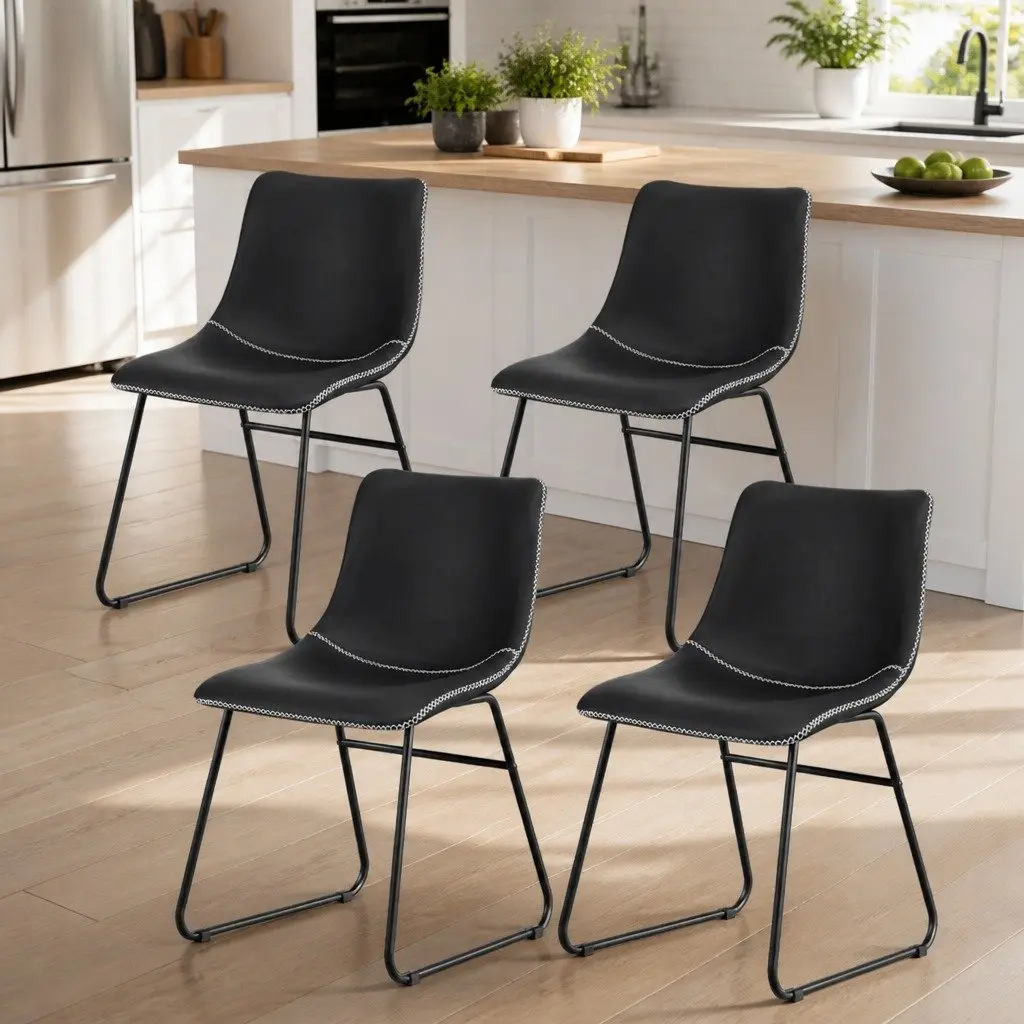 Dining Chairs Retro Comfort Black Set of 4