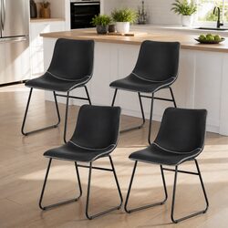 Retro Black Dining Chairs Set of 4 with Sled Legs