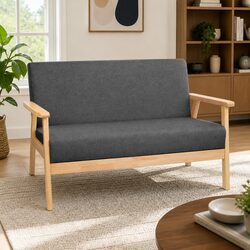 Scandinavian 2-Seater Sofa Armchair in Grey