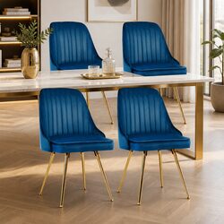 Dining Chairs Set of 4 with Velvet Upholstery and Steel Legs