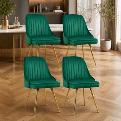 Dining Chairs Set of 4 with Velvet Upholstery and Metal Legs