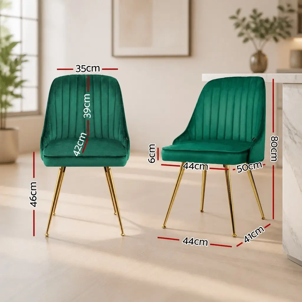 Dining Chairs Velvet Channel Tufted Comfort Green Scallop Shell Back 4 Piece Metal Legs