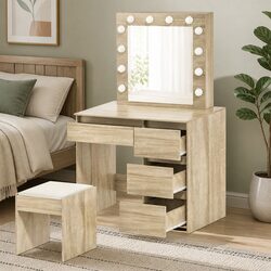 Dressing Table Vanity Set with Adjustable LED Mirror