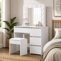 Dressing Table Vanity Set with Adjustable LED Mirror