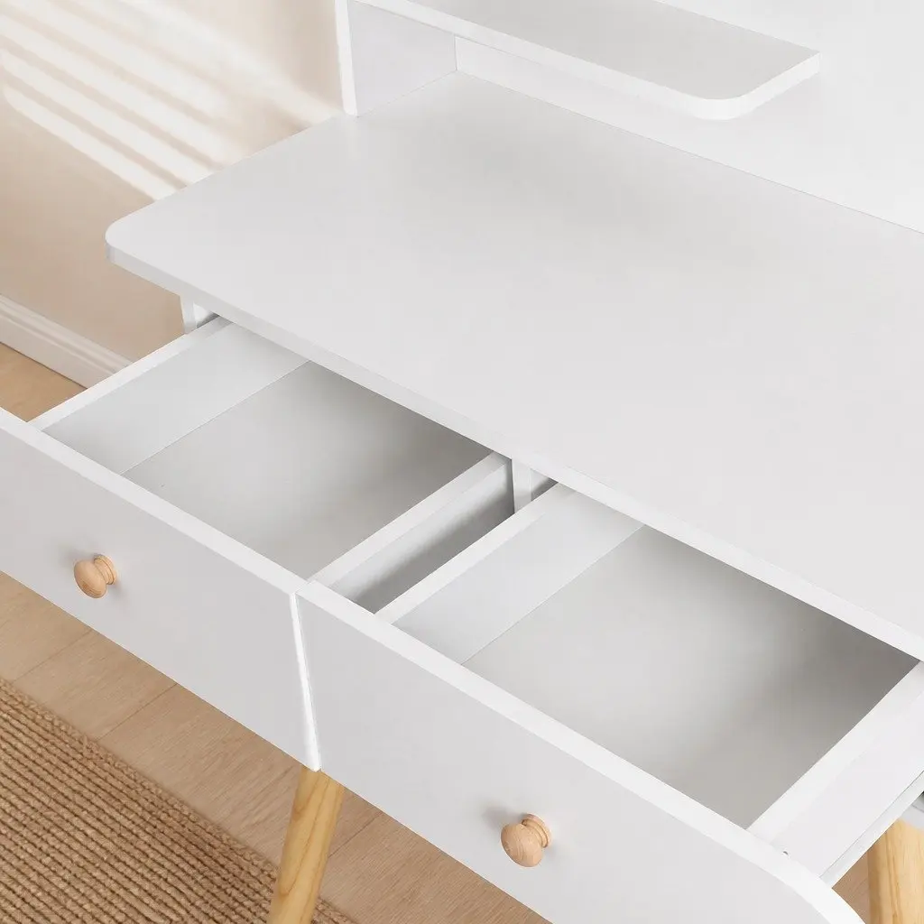 Dressing Table with LED Mirror and Stool White 80cm L x 40cm W x 120cm H