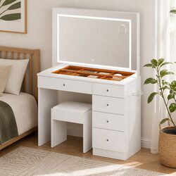 LED Dressing Table Vanity Set with Storage and Mirror