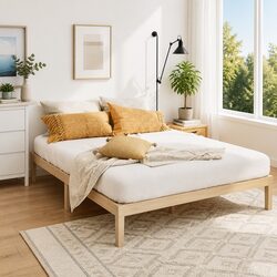 Double Bed Frame with Pinewood and Plywood Slats