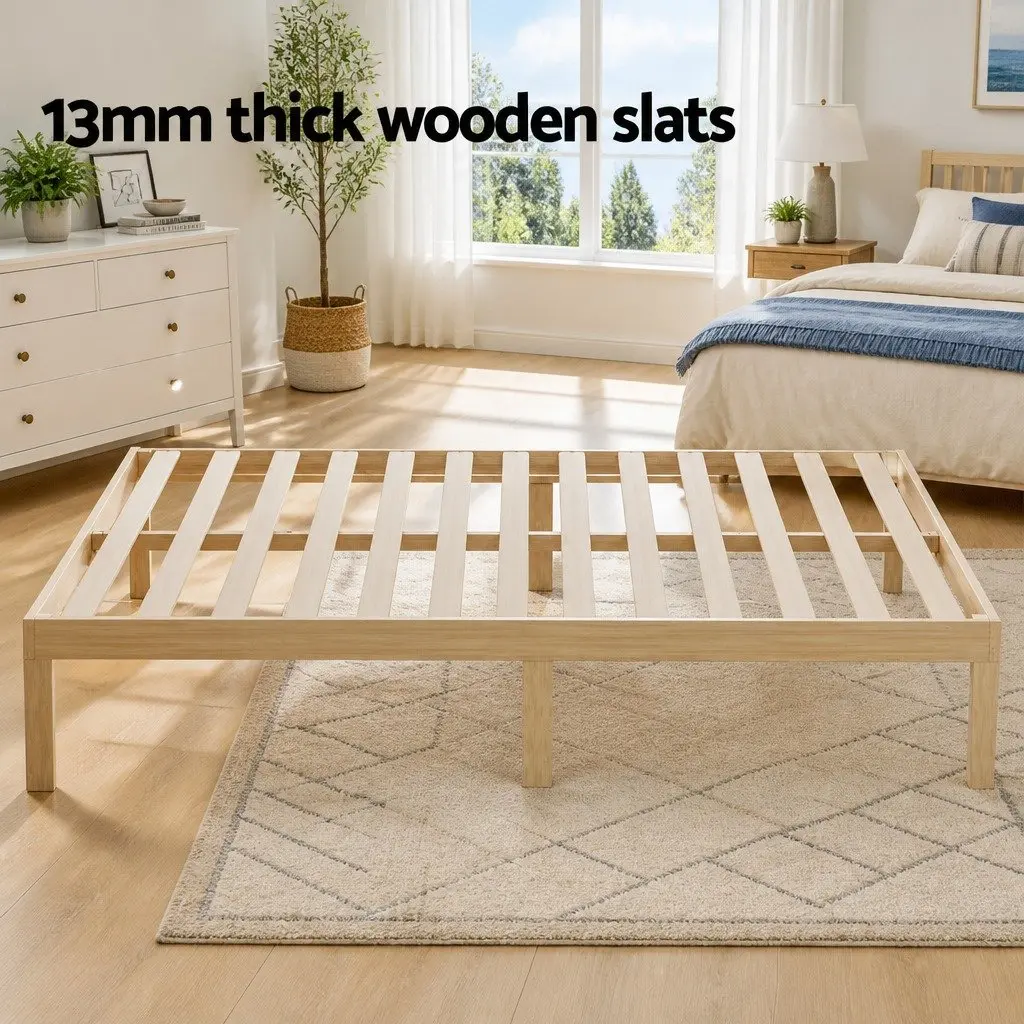 Double Bed Frame with Pinewood and Plywood Slats