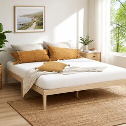 King Size Wooden Bed Frame with Pine Slatted Base