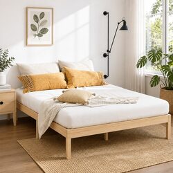 Queen Size Wooden Bed Frame with Slatted Base