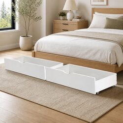Underbed Trundle Drawers with Castors - White Pine