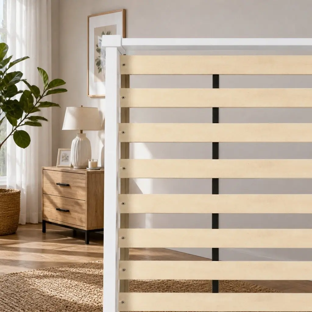 King Single Bed Frame White Pine Solid Construction Underbed Storage 210cm Length 115cm Width 30cm Height