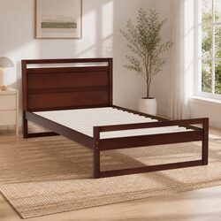King Single Bed Frame in Walnut Pinewood Finish