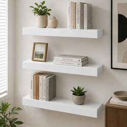 Three-Piece Floating Wall Shelf Set for Home Use
