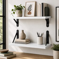2-Piece Floating Wall Shelves with Deep Design