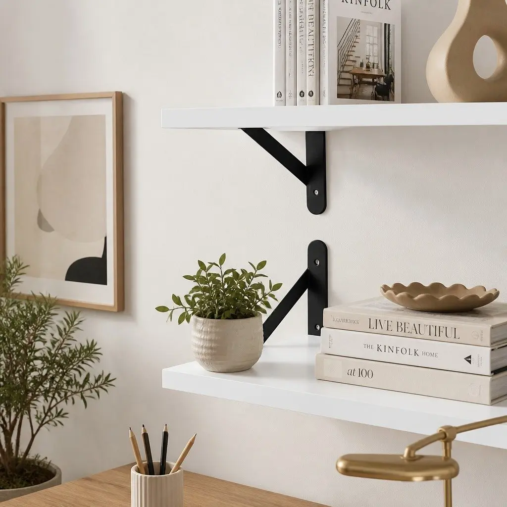 Floating Wall Shelves Deep Mounted Storage 2 Pieces White
