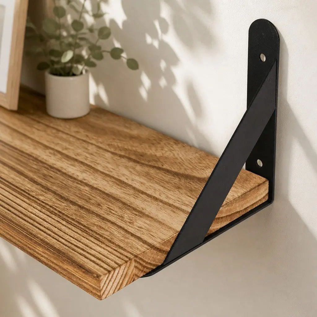 Floating Wall Shelves Set of 6 Wooden Wall Mounted Display Bookshelf Storage