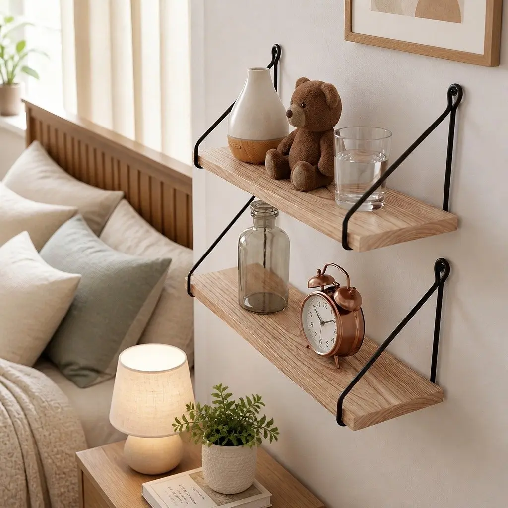 Floating Wall Mounted Shelves Rustic 2 Piece Storage Display Brown 40x14.5x16.5 cm