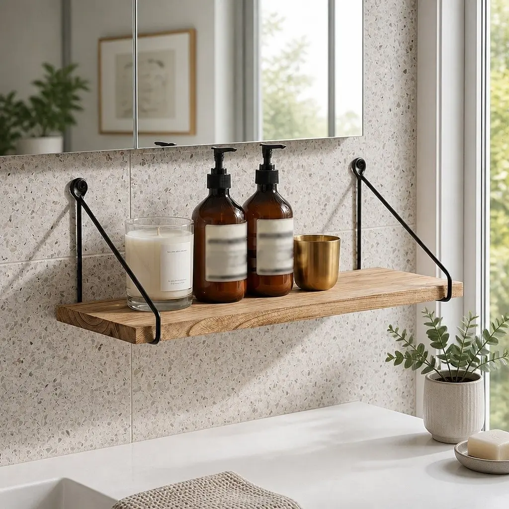 Floating Wall Mounted Shelves Rustic 2 Piece Storage Display Brown 40x14.5x16.5 cm