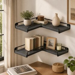 Floating Corner Wall Shelves 2Pcs - Practical Storage Solution