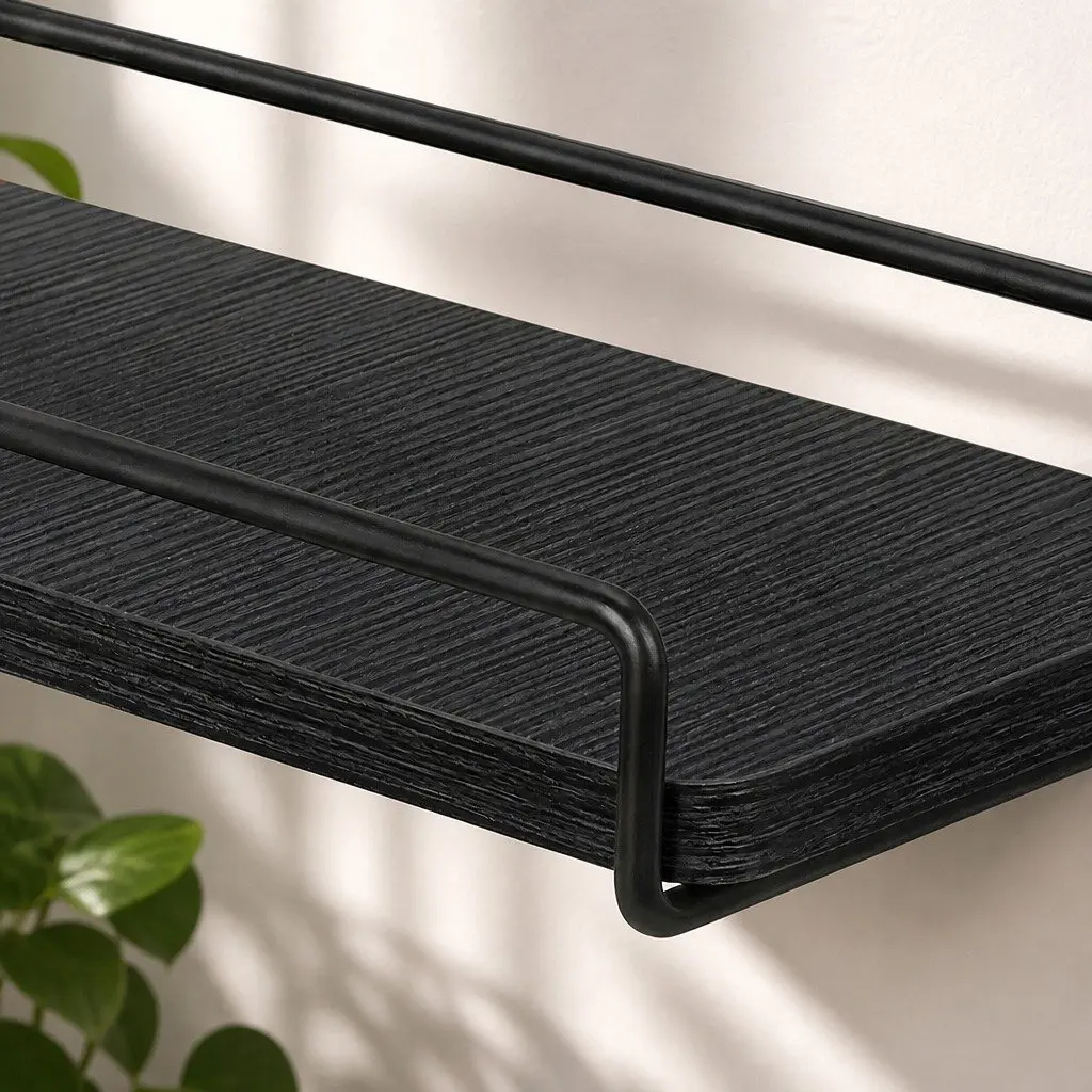 Floating Corner Wall Shelves Black 2 Piece L-shaped Storage Display Rack