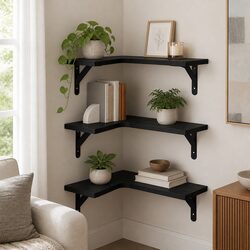 3-Piece L-Shaped Wall-Mounted Corner Shelves